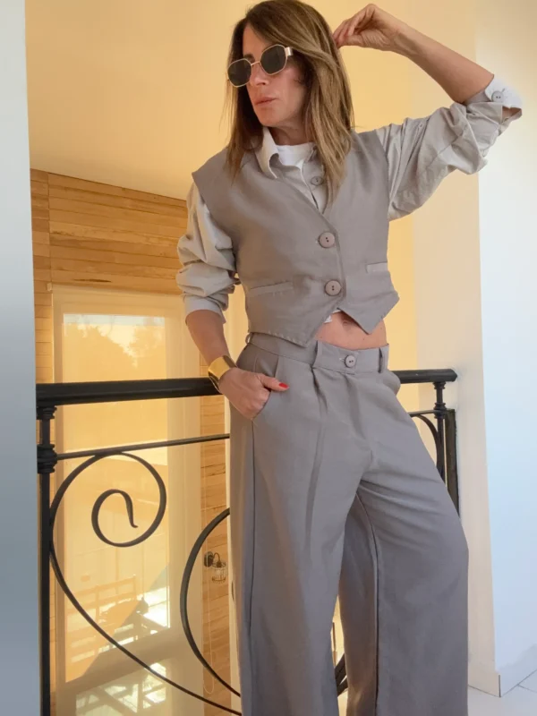 Pantalon sastrero ritta  lino Delhi acero - Image 4