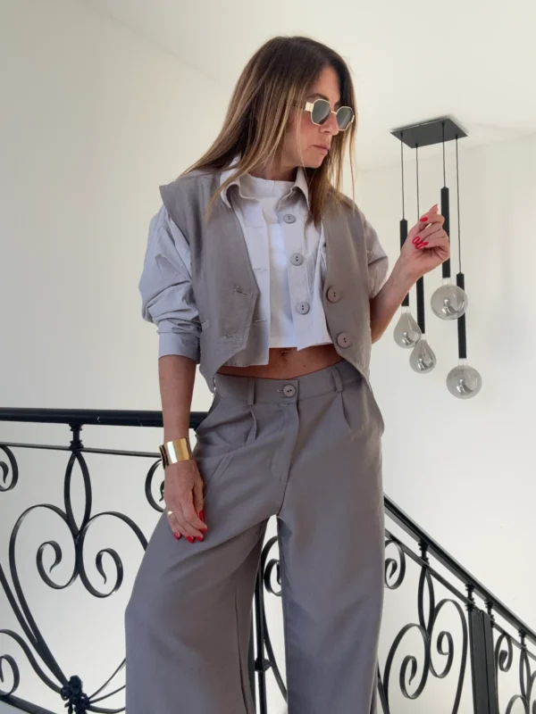 Pantalon sastrero ritta  lino Delhi acero - Image 6