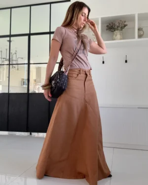 Falda crush ddl gabardina importada