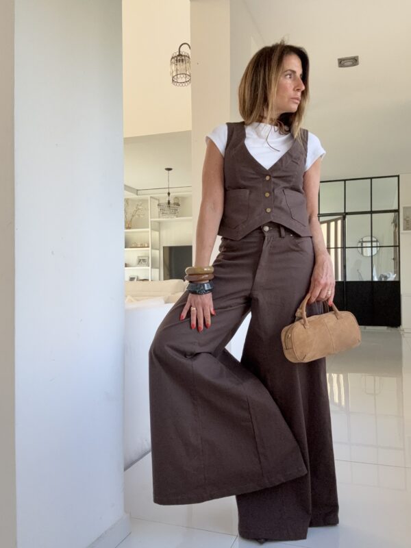 Chaleco chocolate Gabardina - Image 4