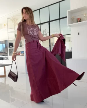 Falda crush cherry gabardina