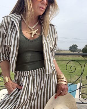Camisa  Molly atenea rayado verde y blanco pre venta entrega 9/9