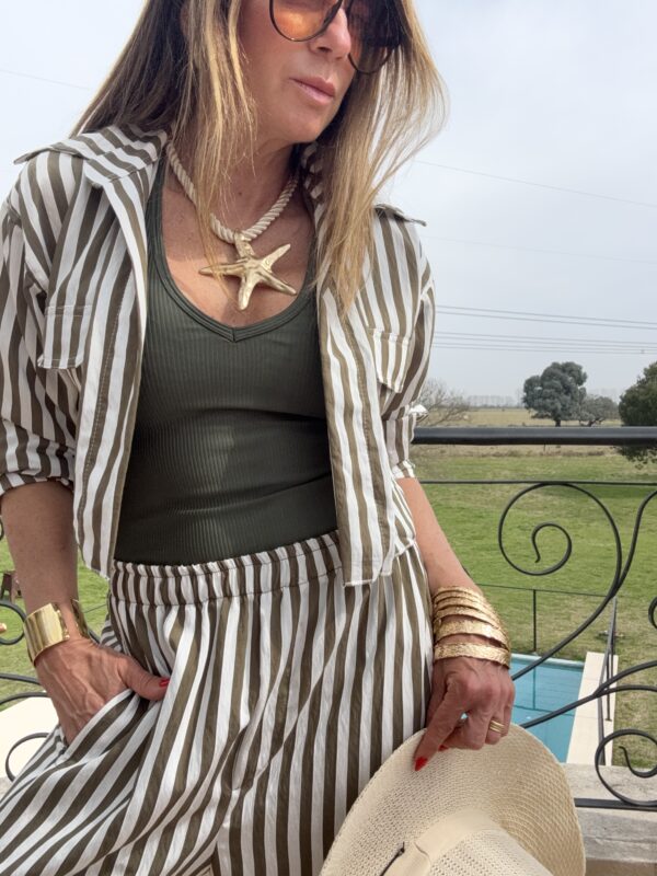Camisa  Molly atenea rayado verde y blanco pre venta entrega 9/9