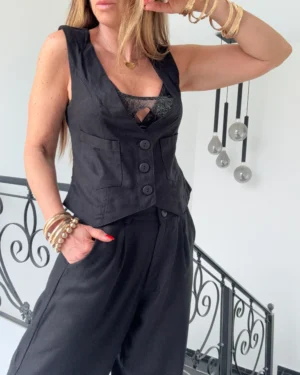 Chaleco lino trieste negro