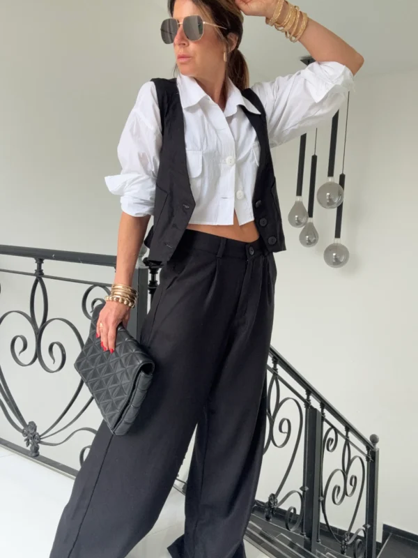 Pantalon sastrero ritta  lino triste negro - Image 11