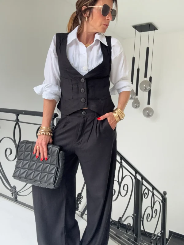Pantalon sastrero ritta  lino triste negro - Image 12