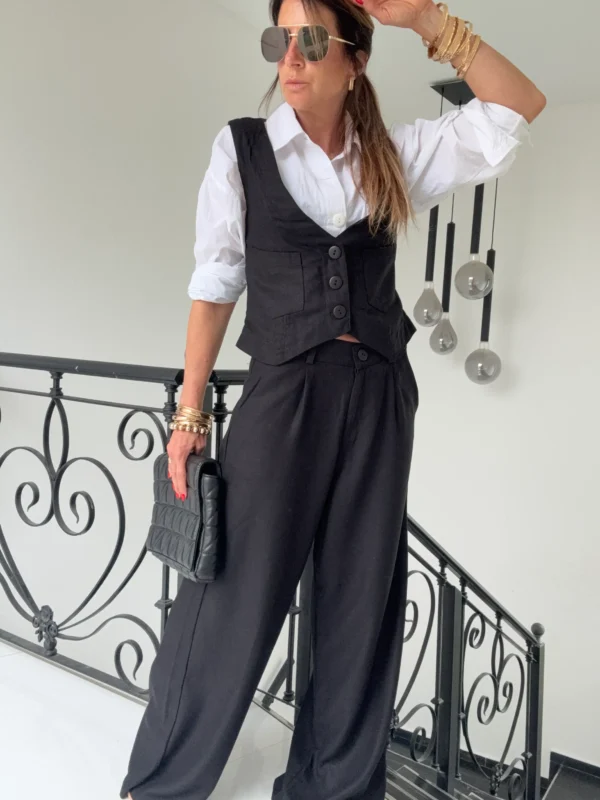 Pantalon sastrero ritta  lino triste negro - Image 13