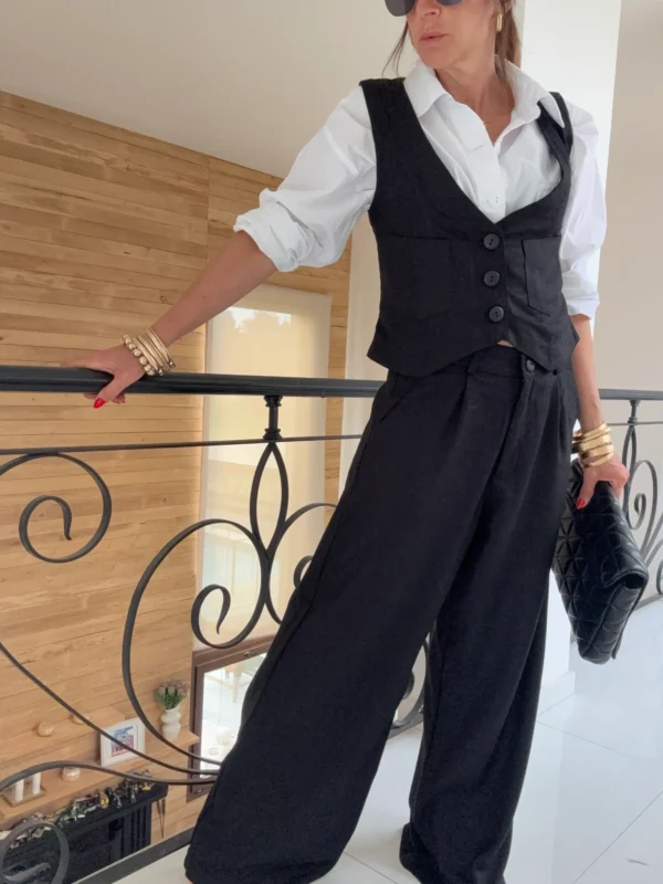 Pantalon sastrero ritta  lino triste negro - Image 15