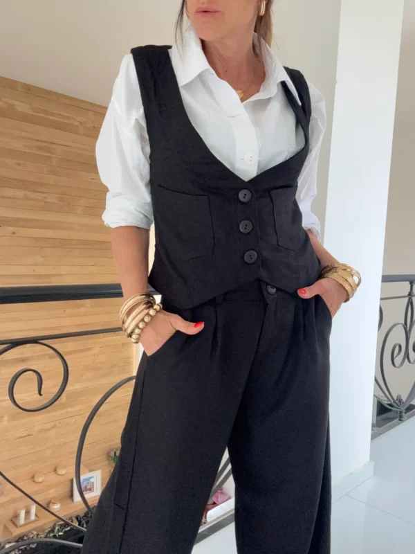 Pantalon sastrero ritta  lino triste negro - Image 17