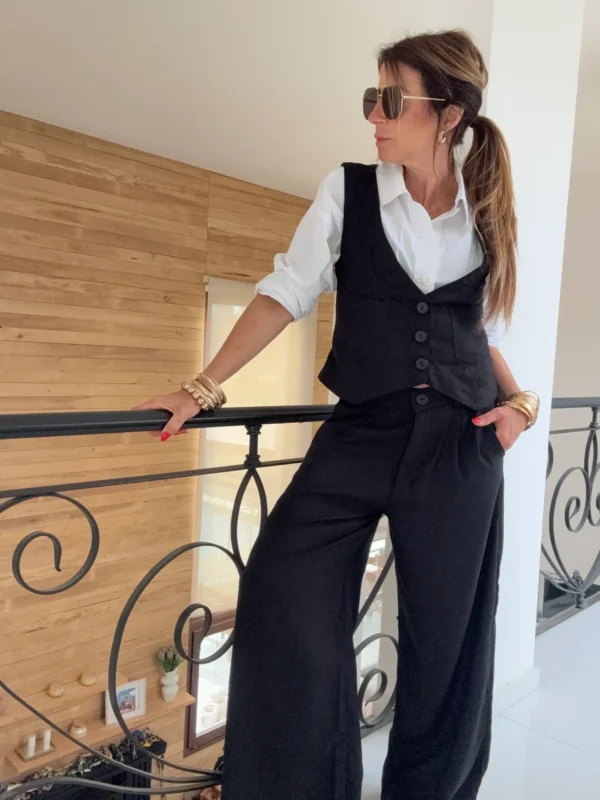Pantalon sastrero ritta  lino triste negro - Image 18