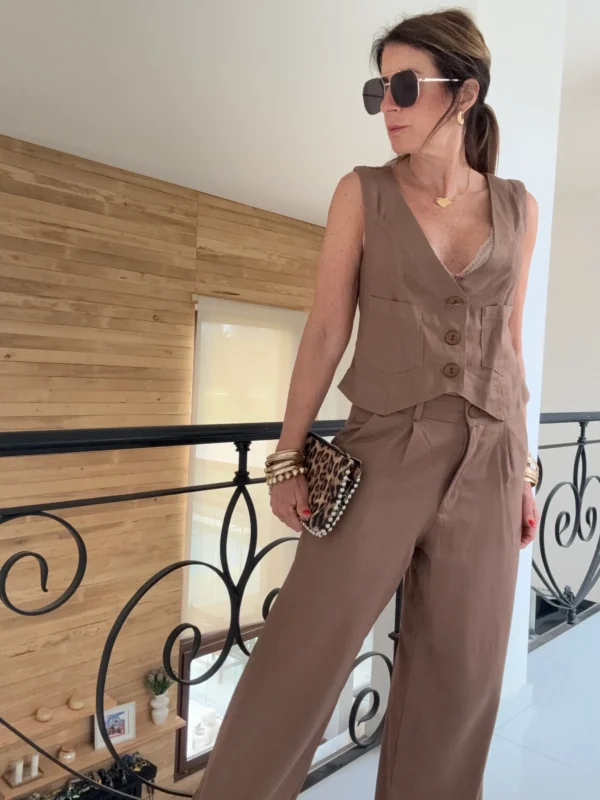 Pantalon sastrero ritta  lino triste terra - Image 2