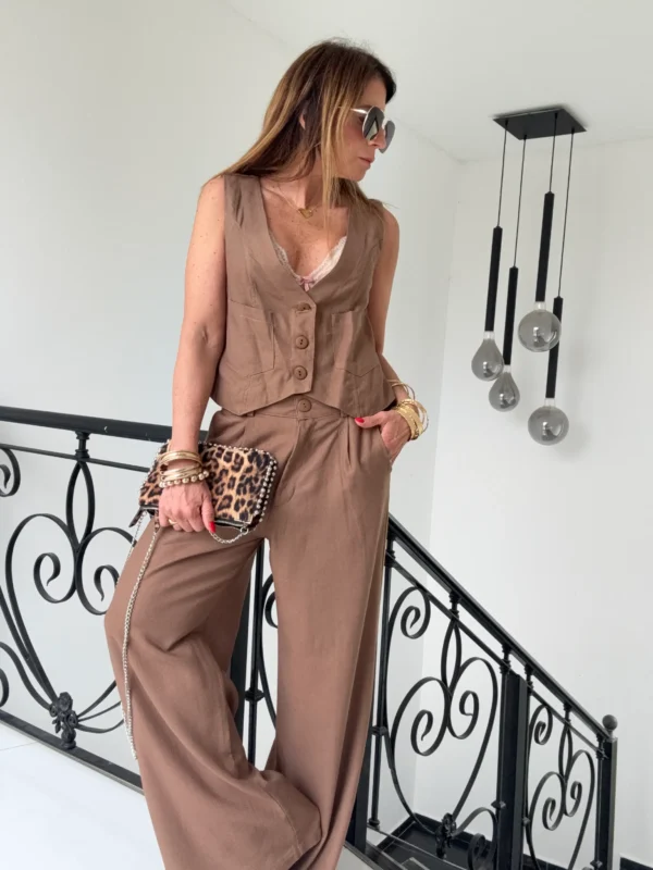 Pantalon sastrero ritta  lino triste terra - Image 8