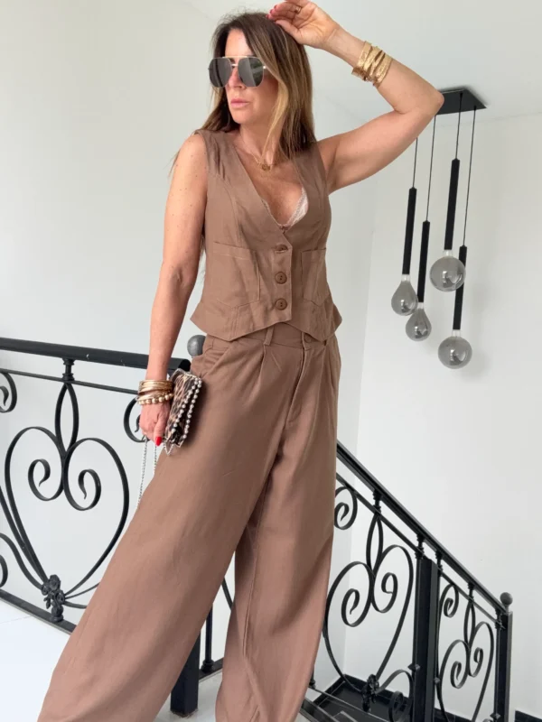 Pantalon sastrero ritta  lino triste terra - Image 9