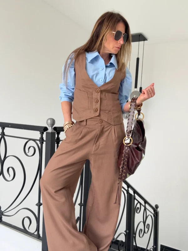 Pantalon sastrero ritta  lino triste terra - Image 12