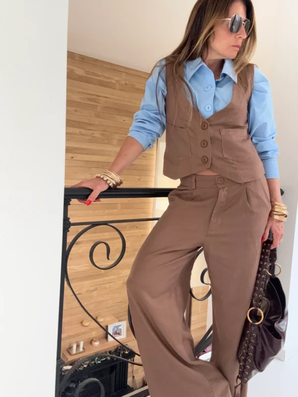 Pantalon sastrero ritta  lino triste terra - Image 13
