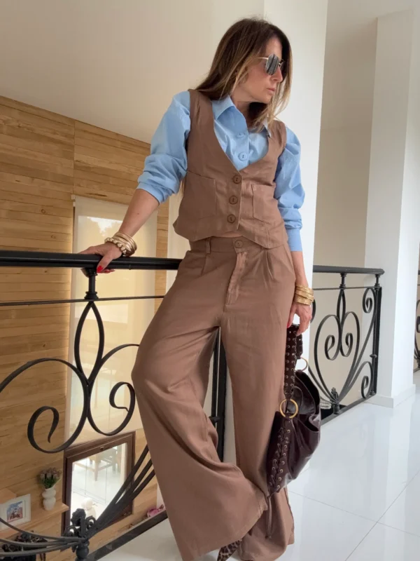 Pantalon sastrero ritta  lino triste terra - Image 14