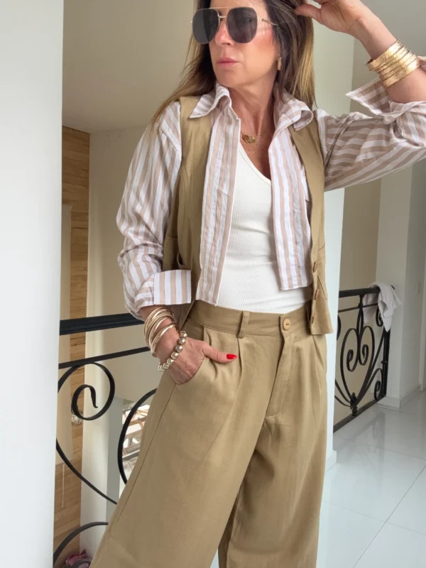 Pantalon sastrero ritta  lino triste tostado - Image 8