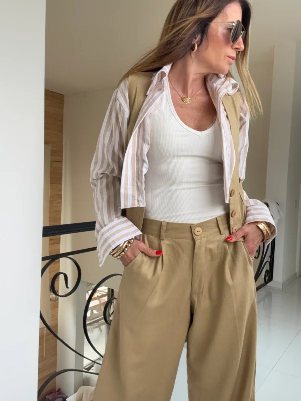 Pantalon sastrero ritta  lino triste tostado - Image 9