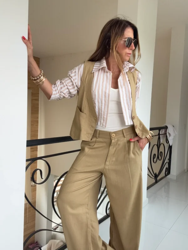 Pantalon sastrero ritta  lino triste tostado - Image 10