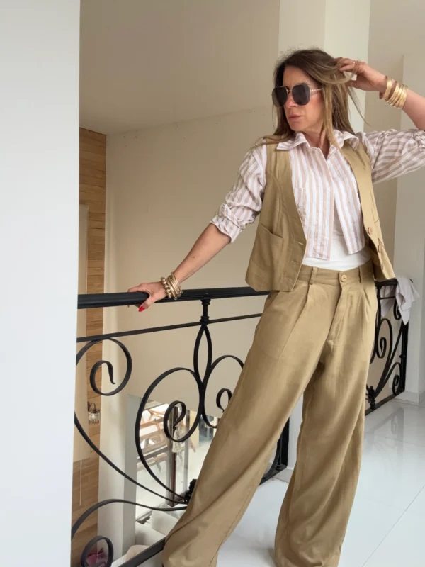 Pantalon sastrero ritta  lino triste tostado - Image 11