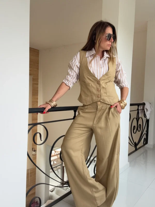 Pantalon sastrero ritta  lino triste tostado - Image 12