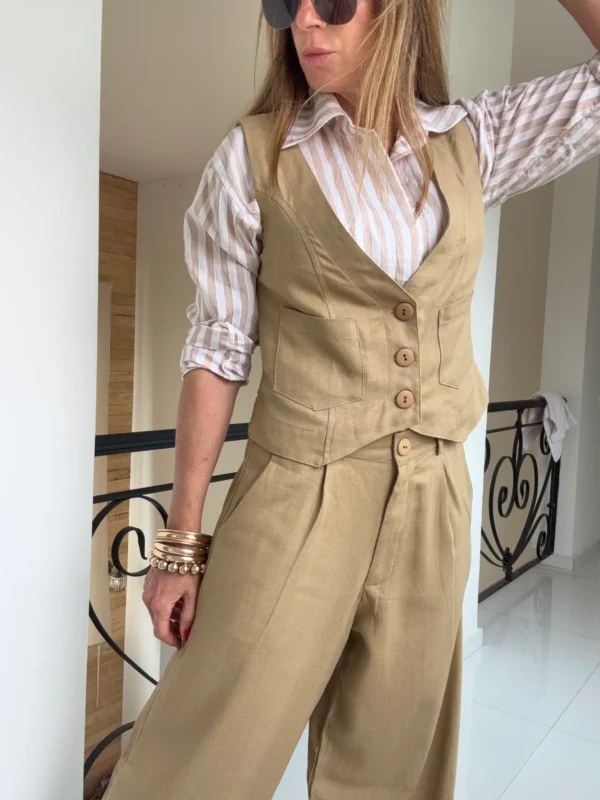 Pantalon sastrero ritta  lino triste tostado - Image 13