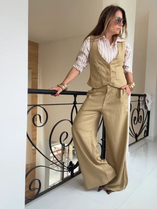 Pantalon sastrero ritta  lino triste tostado - Image 15