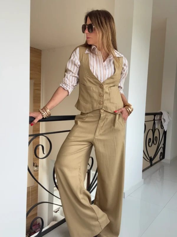 Pantalon sastrero ritta  lino triste tostado - Image 16