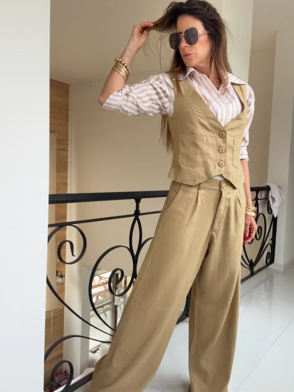 Pantalon sastrero ritta  lino triste tostado - Image 17