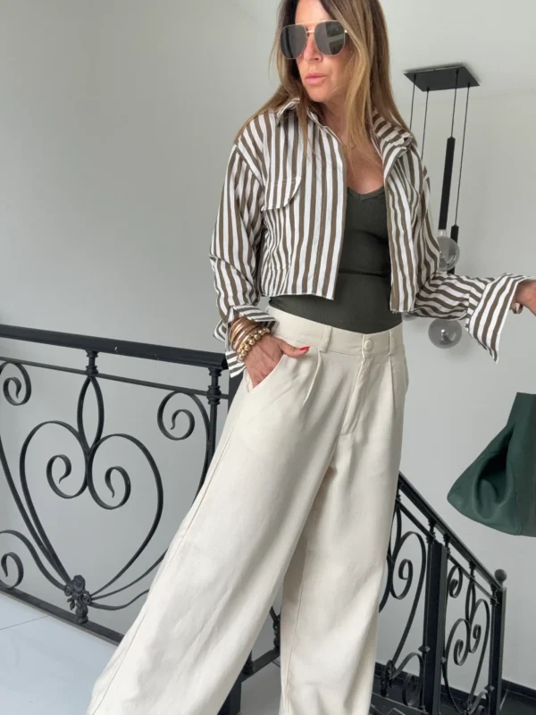 Pantalon sastrero ritta  lino triste crema - Image 13