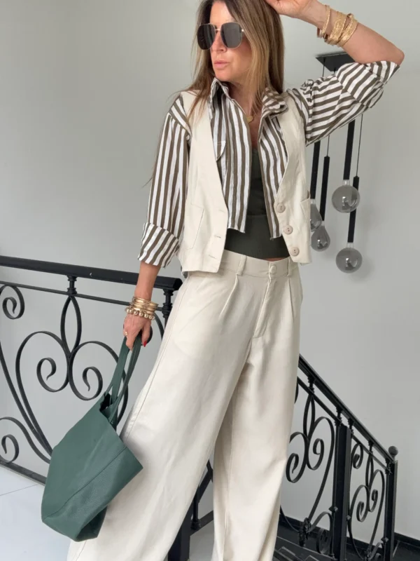 Pantalon sastrero ritta  lino triste crema - Image 15