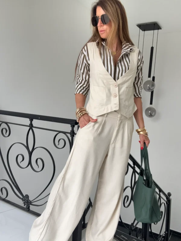 Pantalon sastrero ritta  lino triste crema - Image 17