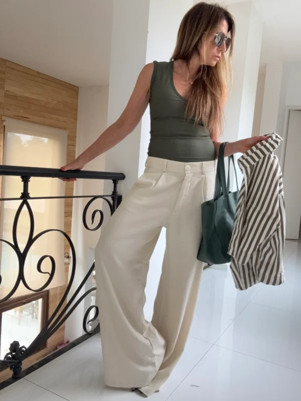 Pantalon sastrero ritta  lino triste crema - Image 22