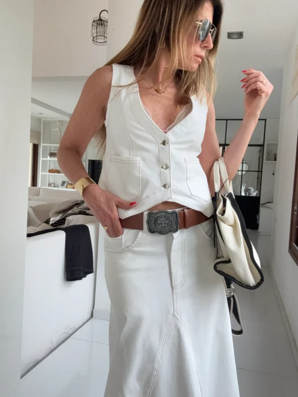 Chaleco off white Gabardina importada - Image 4