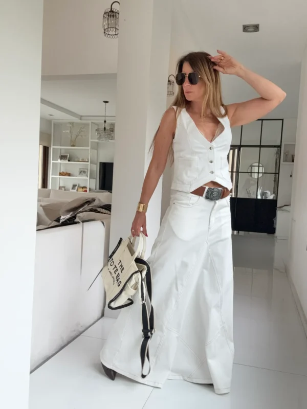 Chaleco off white Gabardina importada - Image 7