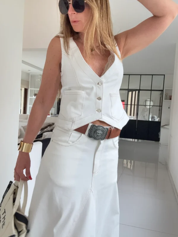 Falda crush off white gabardina importada MINIMA FALLA - Image 9