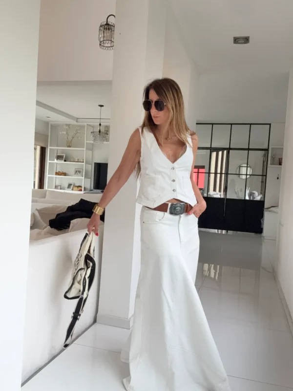 Falda crush off white gabardina importada MINIMA FALLA - Image 10