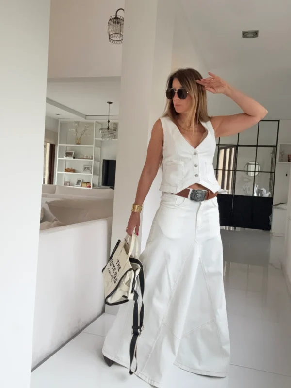Chaleco off white Gabardina importada - Image 2