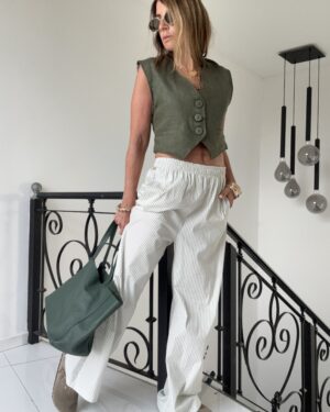 Pantalon pijamero taylor rayado finito verde