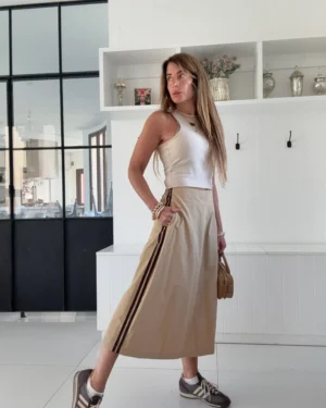 Falda Roca Casterly camel vivos chocolate