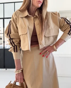 Chaqueta Roca Casterly camel vivos chocolate