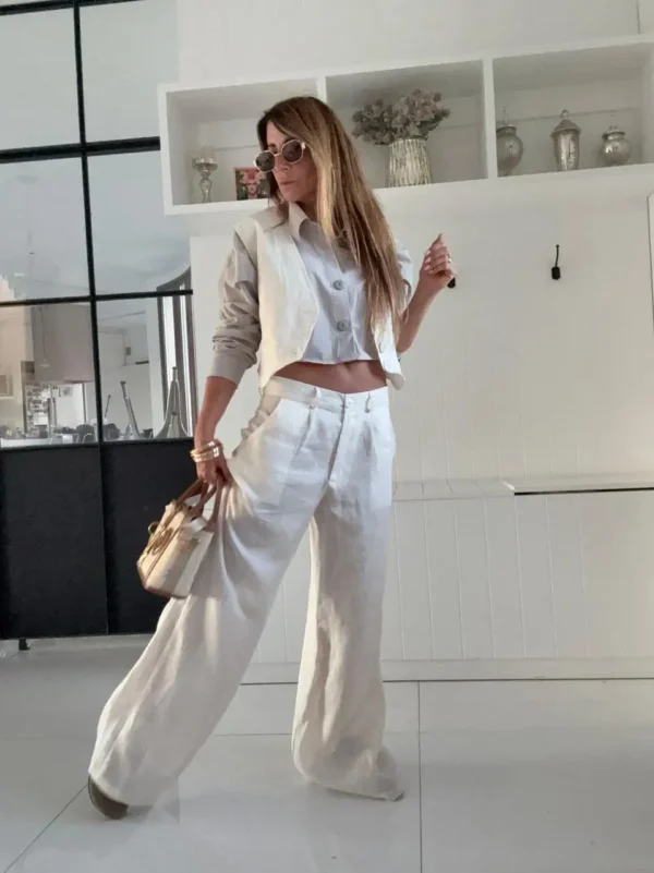 Pantalon sastrero ritta  lino 100% Toscana arena - Image 22