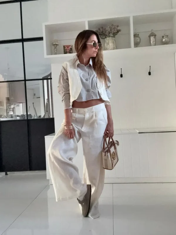 Pantalon sastrero ritta  lino 100% Toscana arena - Image 24