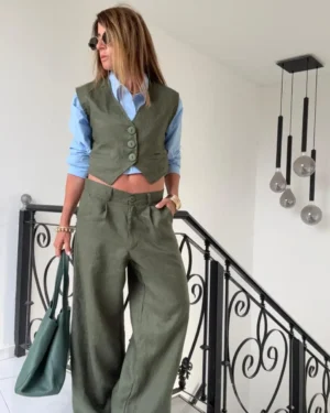 Pantalon sastrero ritta  lino 100% positano  romero