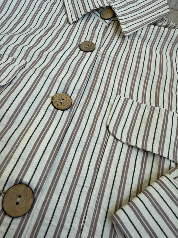Chaleco pijamero cedro rayado rosa dior , gris fondo crema - Image 8