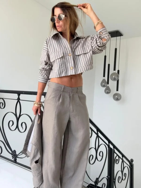 Pantalon sastrero ritta  lino 100% positano  acero - Image 15