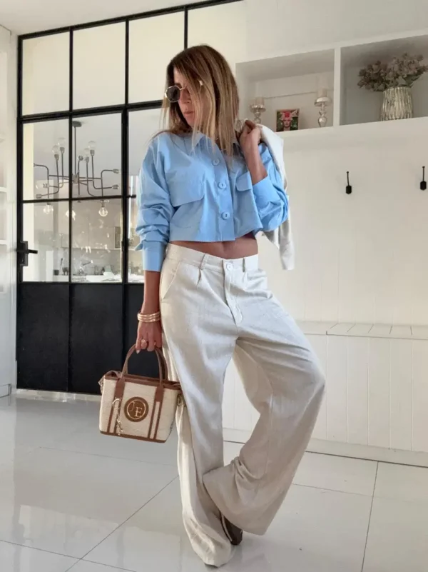 Camisa  Molly  crema del cielo cotton - Image 19