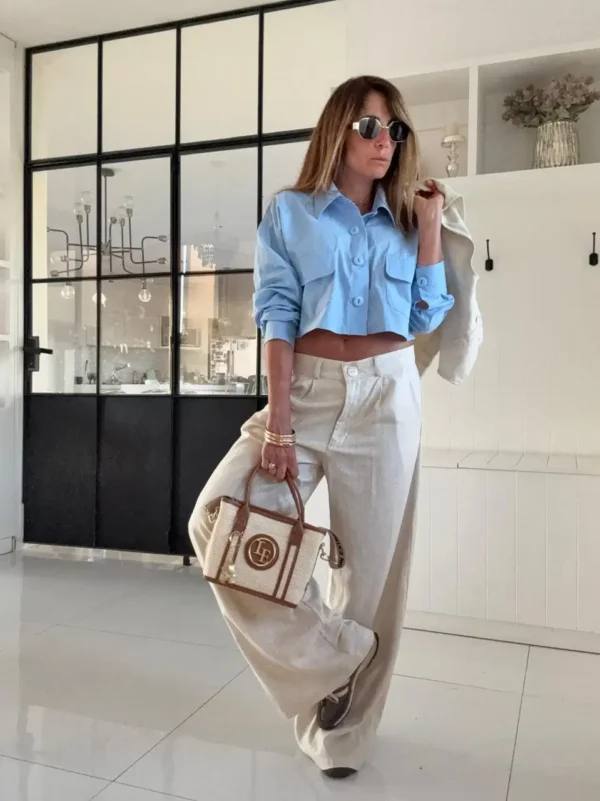 Camisa  Molly  crema del cielo cotton - Image 18