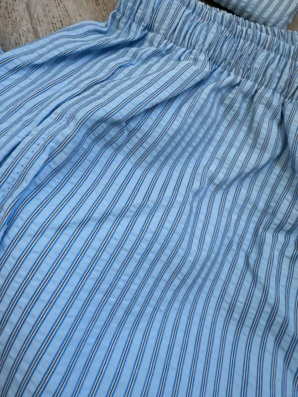 Chaleco pijamero acasia celeste con rayas turquesa azules y blancas - Image 11