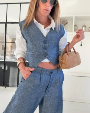 Chaleco lino 100% denim